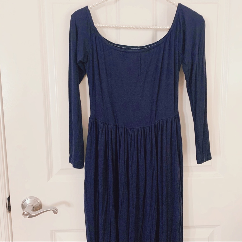 Like *NEW* Navy Blue Off the Shoulder Maxi Dress